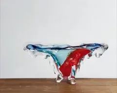 アートガラス 硝子 トレー 小物入れ オブジェ ムラーノガラス？ 3足 置物 アートガラス 硝子 トレー 小物入れ オブジェ ムラーノガラス？ 3足