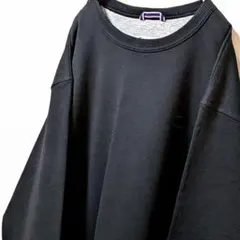 チャンピオン ロゴ刺繍 スウェットトレーナー ブラック 黒 L 古着