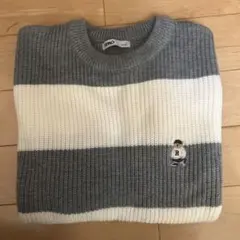 SPAO ストライプニットセーター 長袖 グレー アイボリー