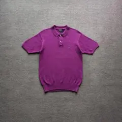 90s ラルフローレン コットンニット ポロシャツ パープル 紫 希少カラー L