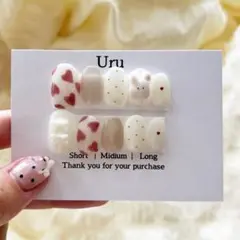 ネイルチップサイズオーダー　ニュアンスネイル　ワンホンネイル　キルティングネイル