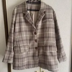 新品未使用✨韓国ファッション チェック柄 テーラードジャケット（フリーサイズ）