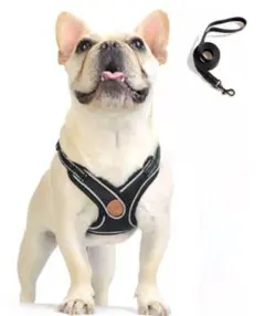 犬 ハーネス リードセット 小型犬 S 反射光ストリップ付き メッシュ着脱簡単