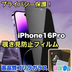 プライバシー保護！覗き見防止強化ガラスフィルム【iPhone16Pro】