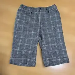 美品大きめサイズ　チェック柄ハーフパンツ ウエスト76-99秋冬用