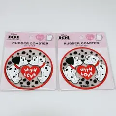 ディズニー 101匹わんちゃん ラバーコースター 2個セット LOVE レッド
