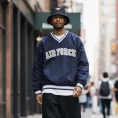 【w889】U.S. AIR FORCE ナイロン プルオーバー 90s-00s