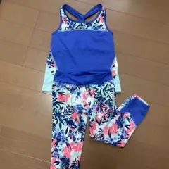 青・花柄 セパレート水着 女の子用