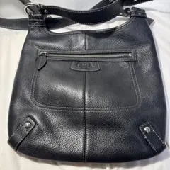 （美品）COACH ブラックレザーショルダーバッグ