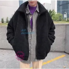 ボアフード付きブラックジャンパー Lサイズ