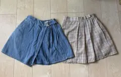 デニムとチェック柄のスカート 2点セット 140