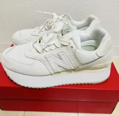 New Balance WL574 ホワイト 厚底スニーカー　25cm