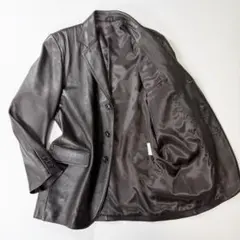 ヴィンテージ　本革 ラムレザーテーラードジャケット　ダークブラウン　Lサイズ