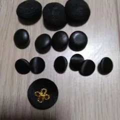黒いボタンセット 多様な形状