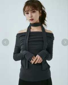 ミエル　クリシュナ　マフラーセットギャザーカットソー　アズールバイマウジー