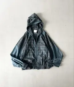 グレー系チェック柄フード付きパーカー