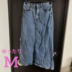 新品 ワコール カルソン フェイクデニムロングスカート「騙し絵・M