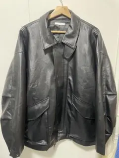 ブラックレザー ジャケット フロントジッパー