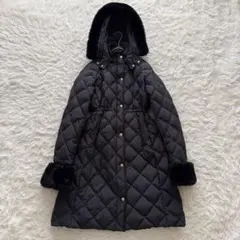 タイオン　ROPEコラボ　 ダウンジャケット　ロング　キルティング　黒　金ボタン