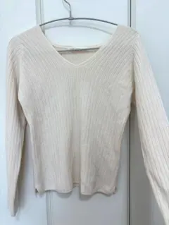 EVERY VERY nice claup/Vネック長袖ニット 白ニット 衣装