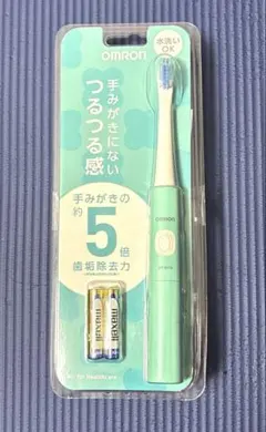 オムロン HT-B216-G 音波電動歯ブラシ 乾電池式 ミントグリーン