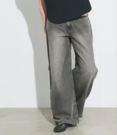 未使用　タグ付き　L　coca とろみデニムワイドパンツ　グレーのサムネイル