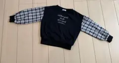 Algy チェック柄パフスリーブ長袖カットソー XXS(130cm) 裏起毛