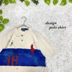 ポロラルフローレン　総柄　ポロシャツ　刺繍　ワンポイント　ボーダー