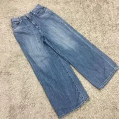 人気♡自由区/ジユウク【M】ワイドデニム ジーンズ コットン ストレートのサムネイル