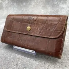 【美品】イルビゾンテ 長財布 黒 レザー クロコ型押し