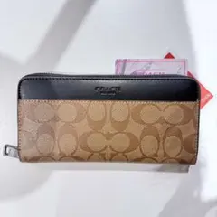 COACH レザー長財布 ブラウン/ブラック