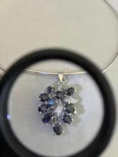 ☆良品(ビンテージ)☆サファイア付シルバーネックレストップ