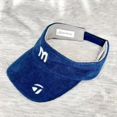美品✨TaylorMadeテーラーメイドサンバイザー フリーサイズ 青タオル生地