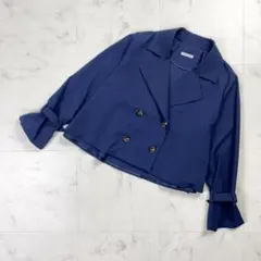 COHINA ワイドショートトレンチコート ネイビー サイズF*ND448