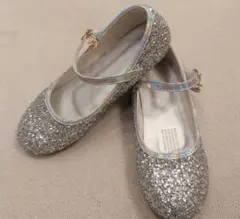 サイズ21cm前後　シルバー グリッター フォーマルシューズ
