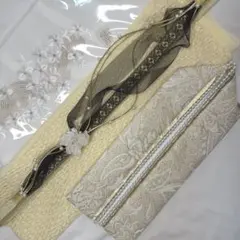 新品　2027年モデル　ゴールド　帯締め　帯揚げ　半襟　重ね襟　振袖セット