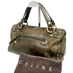 CELINE　セリーヌ　カーキ　レザー　ボストン　ハンドバック