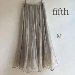fifth オーガンジー風　フレアロングスカート　カーキ フレアM 爽やか
