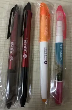 タッチペン付3色ボールペン　2本　蛍光ペン　オレンジ　ピンク　フリクション