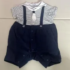 セーラー襟付き　半袖　ストライプロンパース SLAP SLIP