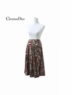 シルク混 Dior ディオール コルセット付き 総柄 フレア ロングスカート