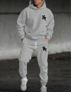 グレー NYロゴ フード付きスウェットセット