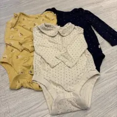 【美品】BabyGAP長袖ロンパース3点セット 襟付き フリル付き　80