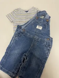 【USA製】OshKosh オシュコシュ　 デニムオーバーオールとボディスーツ