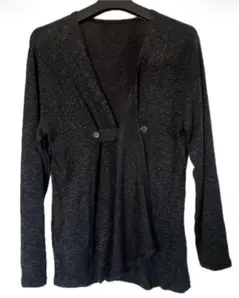 Vネック ロングカーディガン 長袖 ブラック、グリーン ボタン羽織り 薄手 新品
