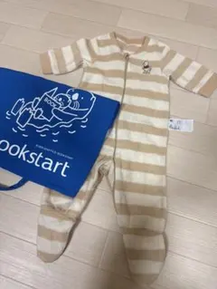 プーさんベージュ×白ストライプロンパース 60cm ユニクロ　バッグセット