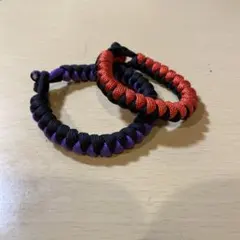 パラコード ブレスレット 2個セット 黒 赤 紫