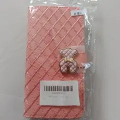 ピンク キルティング 手帳型ケース クマチャーム