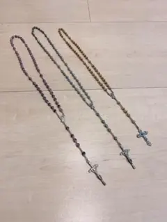 ネックレス♡ロザリオ♡３本セット♡シルバー♡イエロー♡ピンク♡まとめ売り