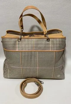 Ralph Lauren チェック柄 ２WAYバッグ ベージュストラップ付